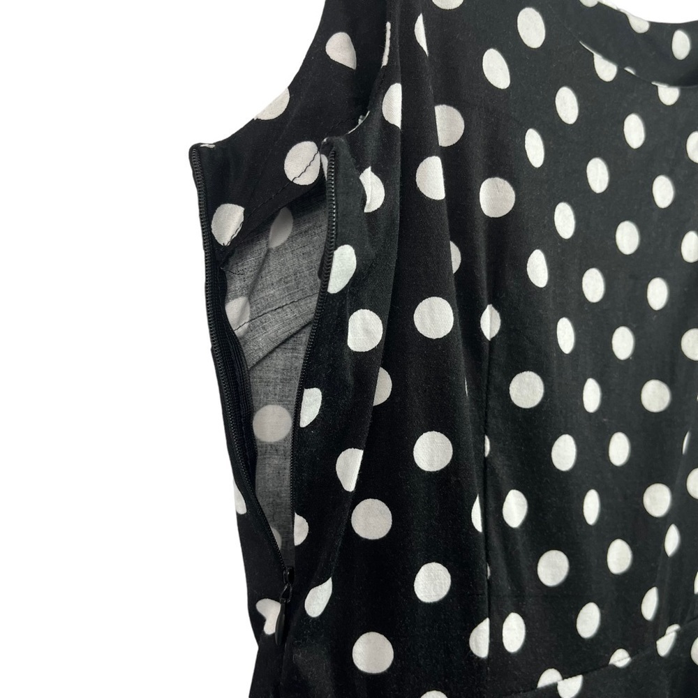 Queen of Holloway Womens Fit & Flare Dress Black White Polka Dot Medium - Picture 7 of 8